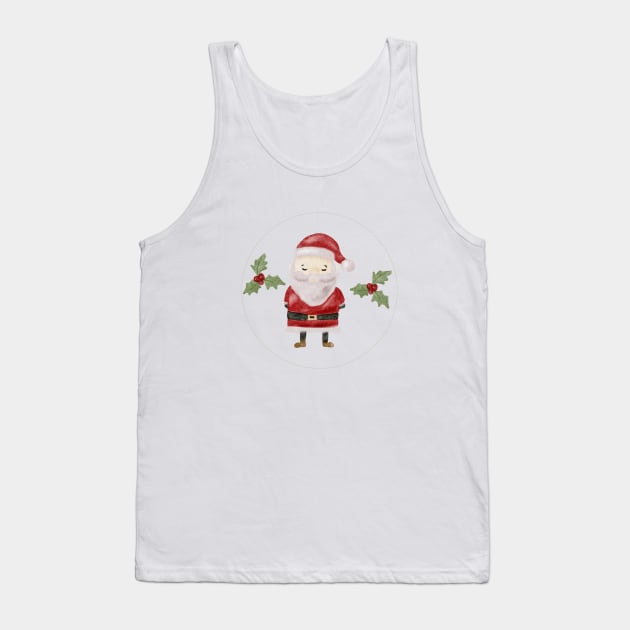 Santa Christmas Watercolor Pattern Tank Top by Harpleydesign